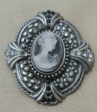Broche Camafeo Vintage Plata Cristales