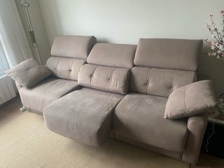 Sofá 3 plazas 2,40m tela beige/gris
