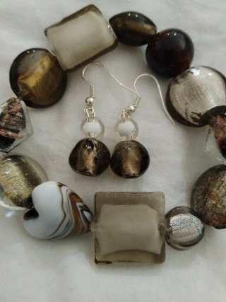 Pulsera y Pendientes Cristal Murano Glass