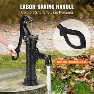 Bomba de Agua Manual de Hierro Fundido para Pozo Antiguo, Elevación Máxima de 6.7 m (22 pies), Bomba de Agua Manual con Mango Ergonómico NPT 31.8 mm (1-1/4") Instalación Fácil, Estilo Antiguo para...