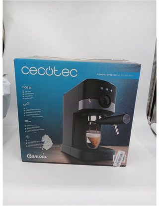 Cecotec Cafetera Express Power Espresso 20 Pecan Pro. 1100 W - Tecnología ForceAroma de 20bars - Vaporizador Orientable - Brazo Dob