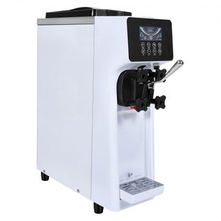 Máquina de Helados Comercial, Rendimiento de 10L/H, Fabricante de Helados Suaves de Sabor Único de Encimera de 900W, con Tolva de 4L y Cilindro de 1.6L, Panel LCD, Limpieza Automática, Pre-enfriam...