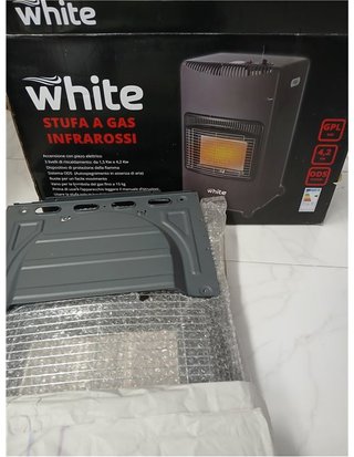 White by Brigros DA-201 - Estufa de gas plegable - infrarrojos - encendido piezoeléctrico - apta para GLP/butano/propano - compartim