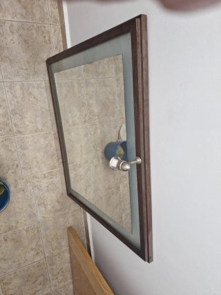 Espejo de baño madera y cristal