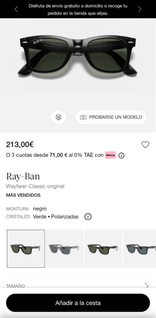 Gafas de sol Ray-Ban Wayfarer Clásicas originales