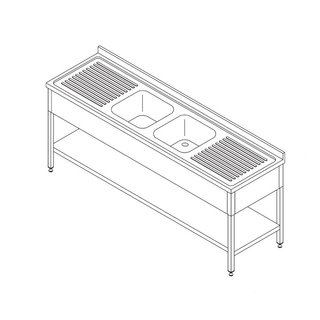 Tavolo per Lavastoviglie - 210 x 70cm - con 2 lave