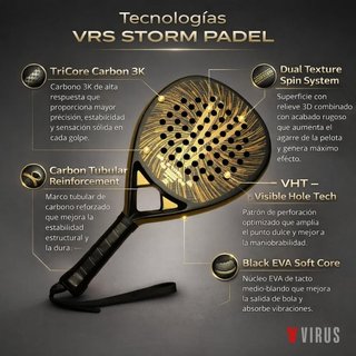 Pala Pádel VIRUS Storm Carbono 3K