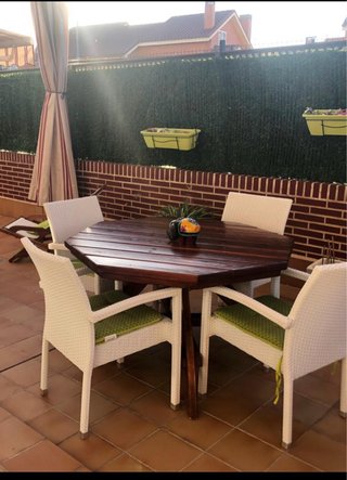 Mesa y 4 Sillas Terraza Mimbre