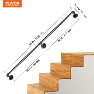 Passamani per Scale in Tubo, Passamani per Scale da 152,4 cm, Passamani in Tubo di Acciaio al Carbonio con Capacità di Carico 199,6 kg