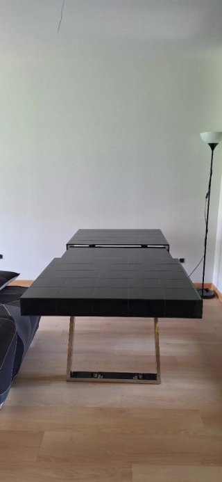 Mesa comedor cristal negra extensible
