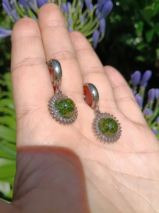 Pendientes musgo natural encapsulado