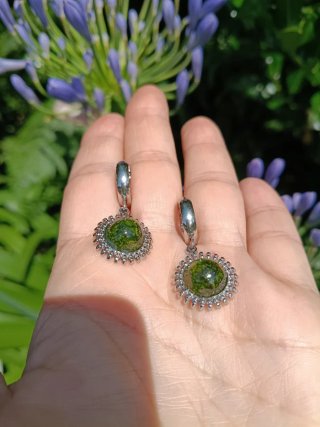 Pendientes musgo natural encapsulado