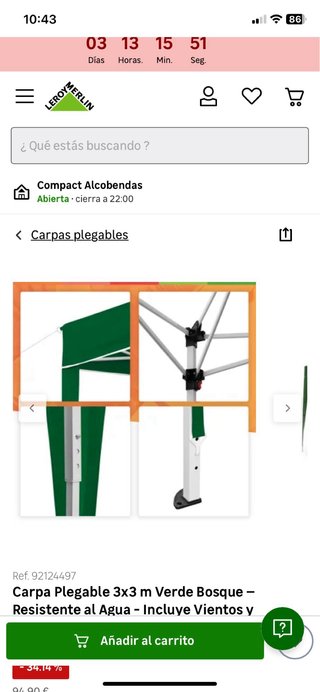 Carpa Plegable 3x3m Verde Bosque