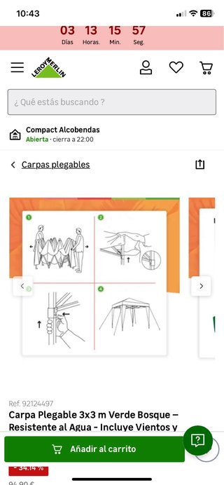 Carpa Plegable 3x3m Verde Bosque