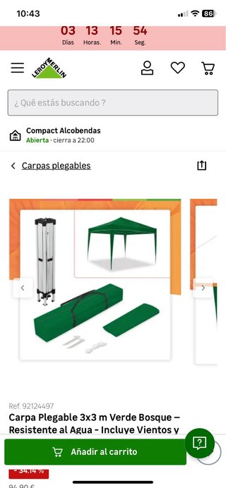 Carpa Plegable 3x3m Verde Bosque