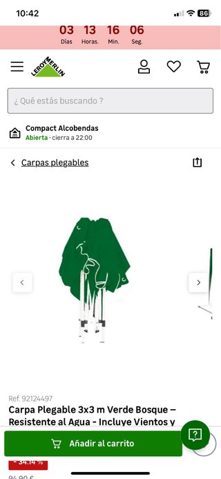 Carpa Plegable 3x3m Verde Bosque