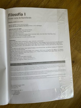 Libro Filosofía 1ºBach Edebé