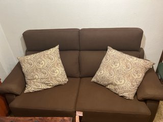 Sofá 3 plazas marrón extensible NUEVO