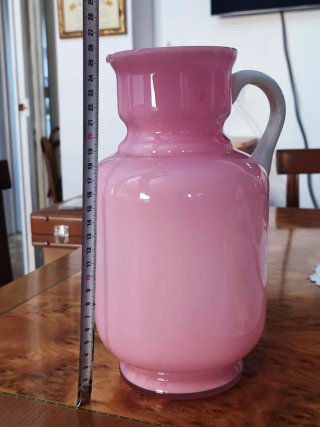 Jarra Opalino Rosa Vintage Italiana 1950