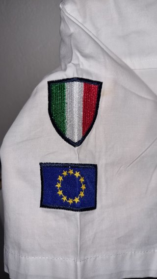 Camisa manga corta blanca y azul