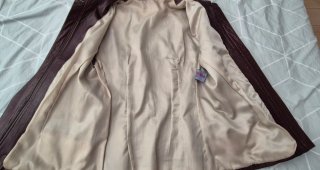 Chaqueta de cuero burdeos mujer T-38