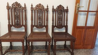 6 Sillas Palillería Madera Antiguas