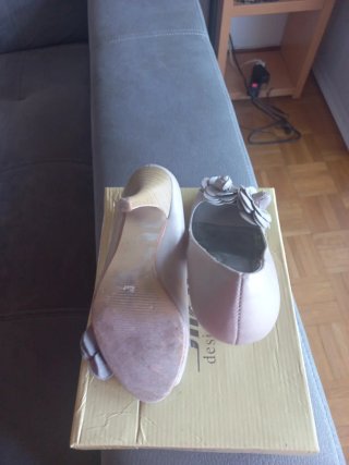 Zapatos Peep-toe Blanco Flores Beige/Rosa