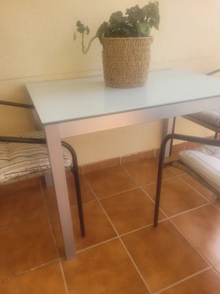 Mesa Cocina/Terraza Cristal y Metal