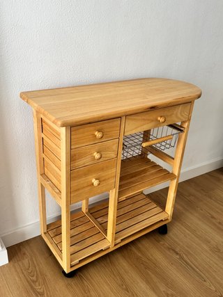 Carrito mesa Auxiliar Cocina Madera con Ruedas