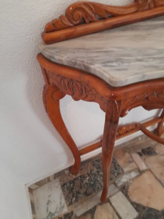 Consola antigua madera y mármol
