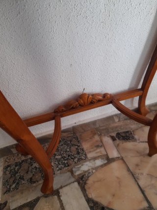 Consola antigua madera y mármol