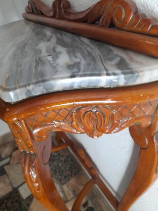 Consola antigua madera y mármol