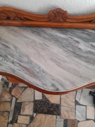 Consola antigua madera y mármol