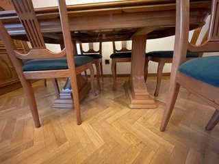 Mesa de roble ampliable con 6 sillas