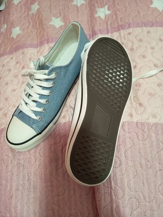 Zapatillas lona mujer azul y blancas