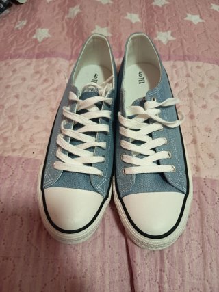 Zapatillas lona mujer azul y blancas
