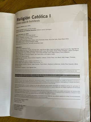 Libro Religión Católica 1ºBach Edebé
