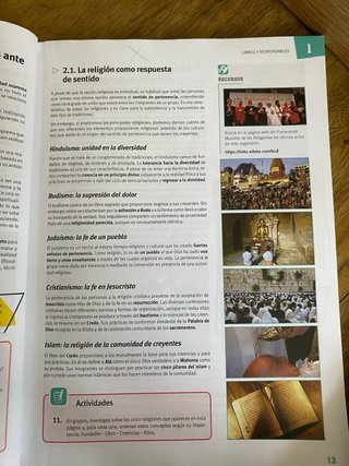 Libro Religión Católica 1ºBach Edebé