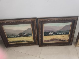 Cuadro antiguo paisaje rural
