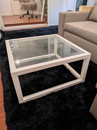 Mesa auxiliar salón cristal y madera