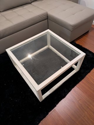 Mesa auxiliar salón cristal y madera