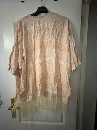 Kimono mujer beige y rosa