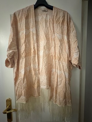 Kimono mujer beige y rosa