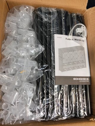 SONGMICS Armario, 5 Barras de Ropa, Estantes, 4 Bolsillos Laterales, Almacenamiento, de Tela, Perchero