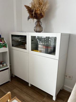 Aparador con vitrina Besta Ikea Blanco