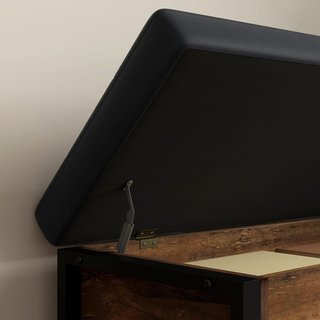 Banco Zapatero De Entrada Industrial Con Estante Oculto Y Asiento Acolchado, Mueble Para Zapatos En Aglomerado Y Acero, 100X40X50 Cm, Marrón Y Negro