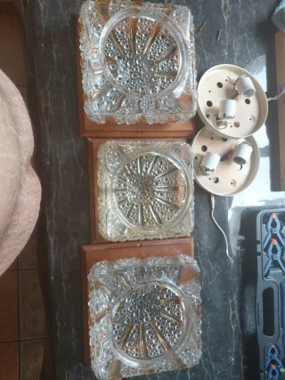 Aplique/Lámpara Vintage Madera y Cristal