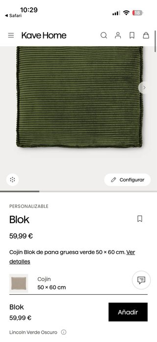 Sofá Blok 2 plazas pana gruesa chaise longue drc