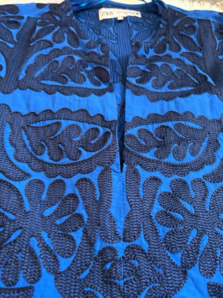 Vestido Zara Azul Bordado