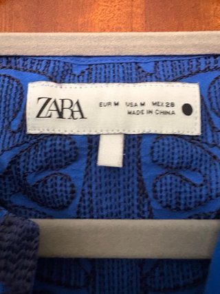 Vestido Zara Azul Bordado